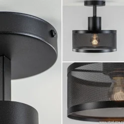 Plafondlamp cilinder geperforeerd zwart