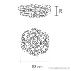 Plafondlamp Clizia 53cm fumé