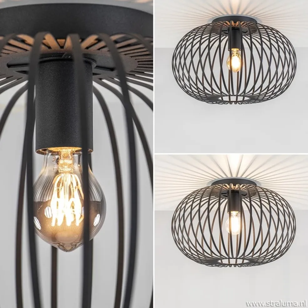 Plafondlamp donut draad zwart 40cm