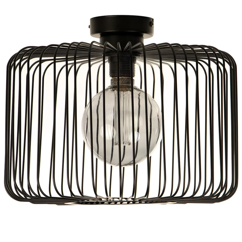 Plafondlamp draad cilinder zwart 28cm