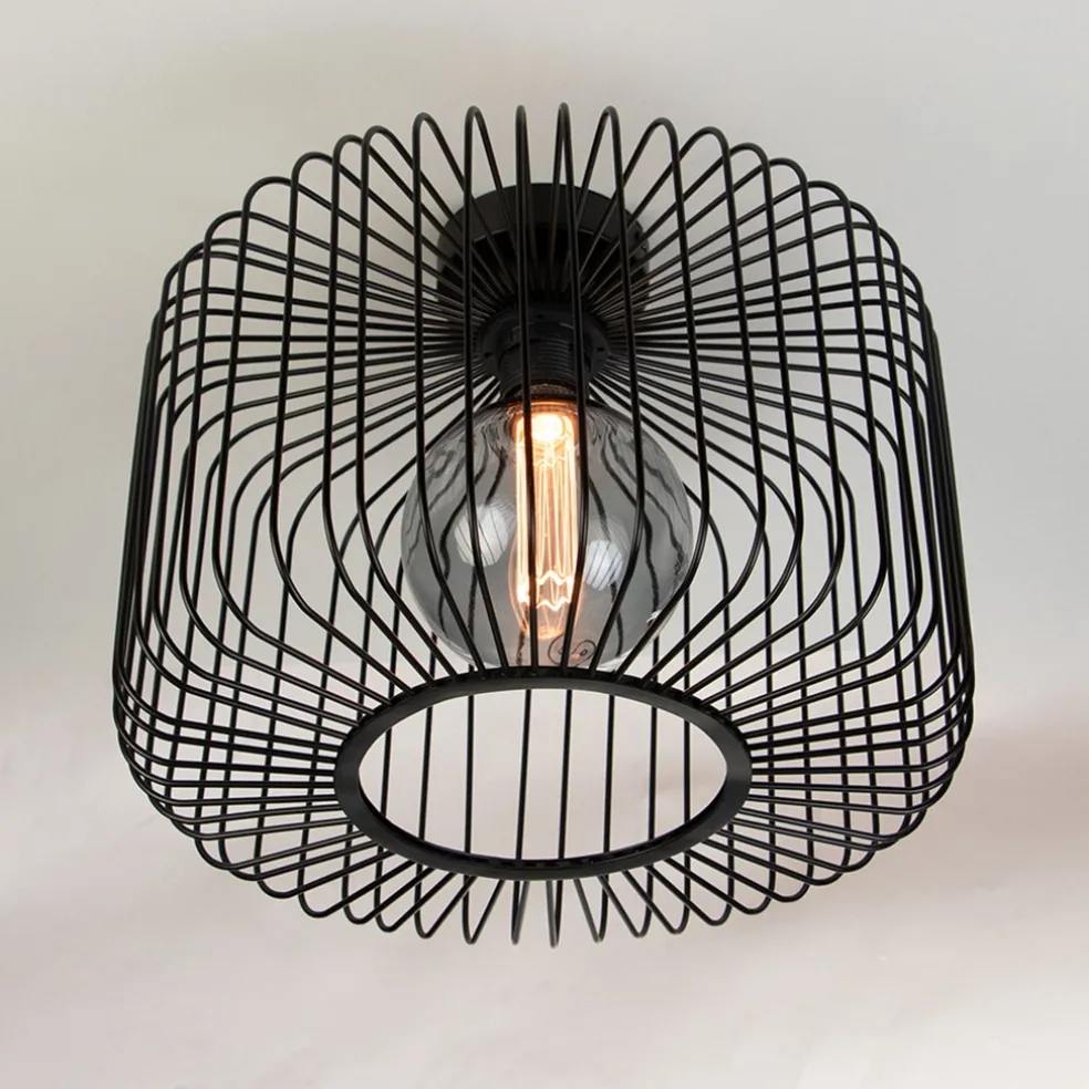 Plafondlamp draad cilinder zwart 28cm