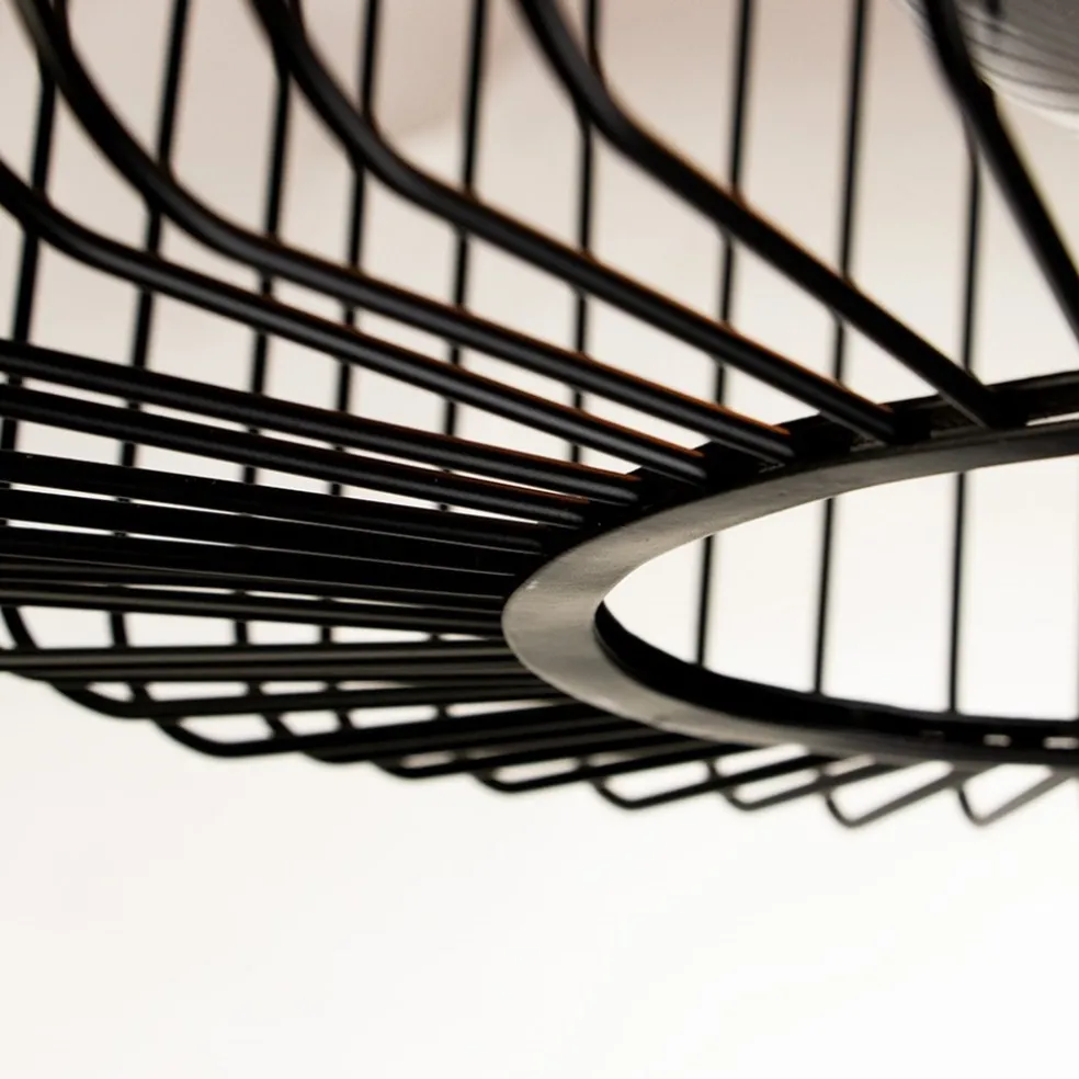 Plafondlamp draad cilinder zwart 28cm