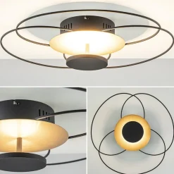 Plafondlamp Fiore zwart/goud 3-step dim
