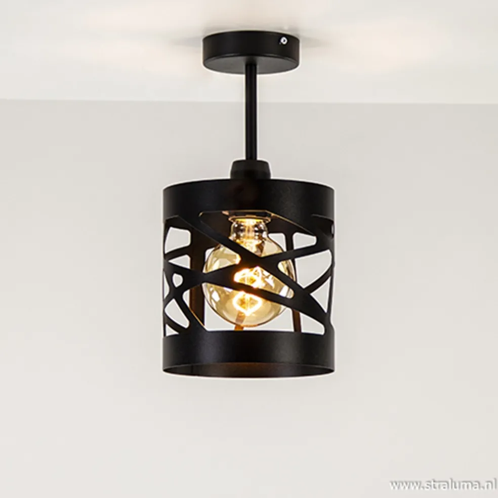 Plafondlamp Frez zwart metaal