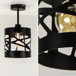Plafondlamp Frez zwart metaal