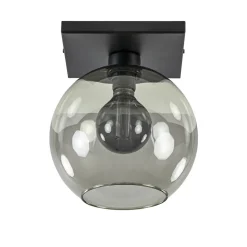Plafondlamp Globe 25 vierkant zwart/smoke