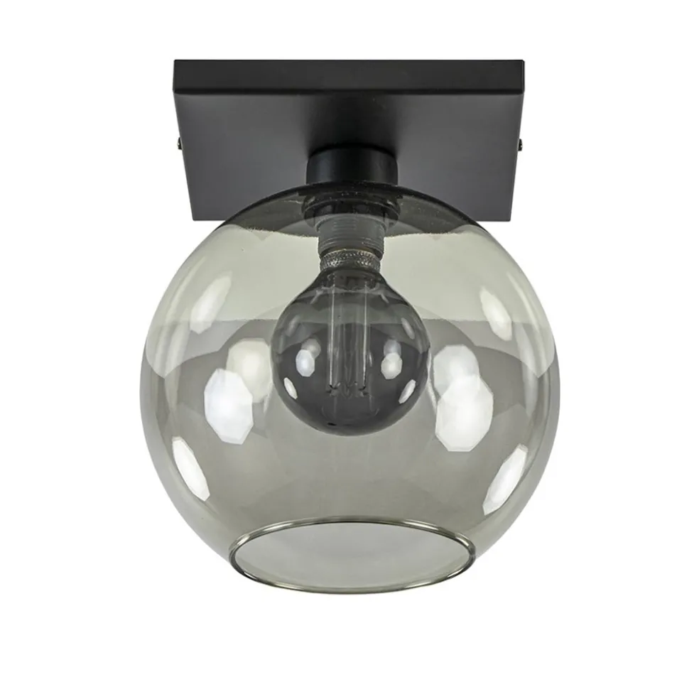 Plafondlamp Globe 25 vierkant zwart/smoke
