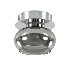 Plafondlamp klein chroom met smoke glas
