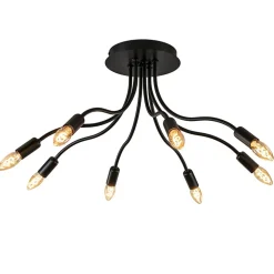 Plafondlamp Kraken klein 8-armen zwart