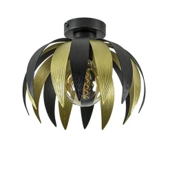 Plafondlamp leaves zwart/goud