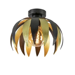 Plafondlamp leaves zwart/goud