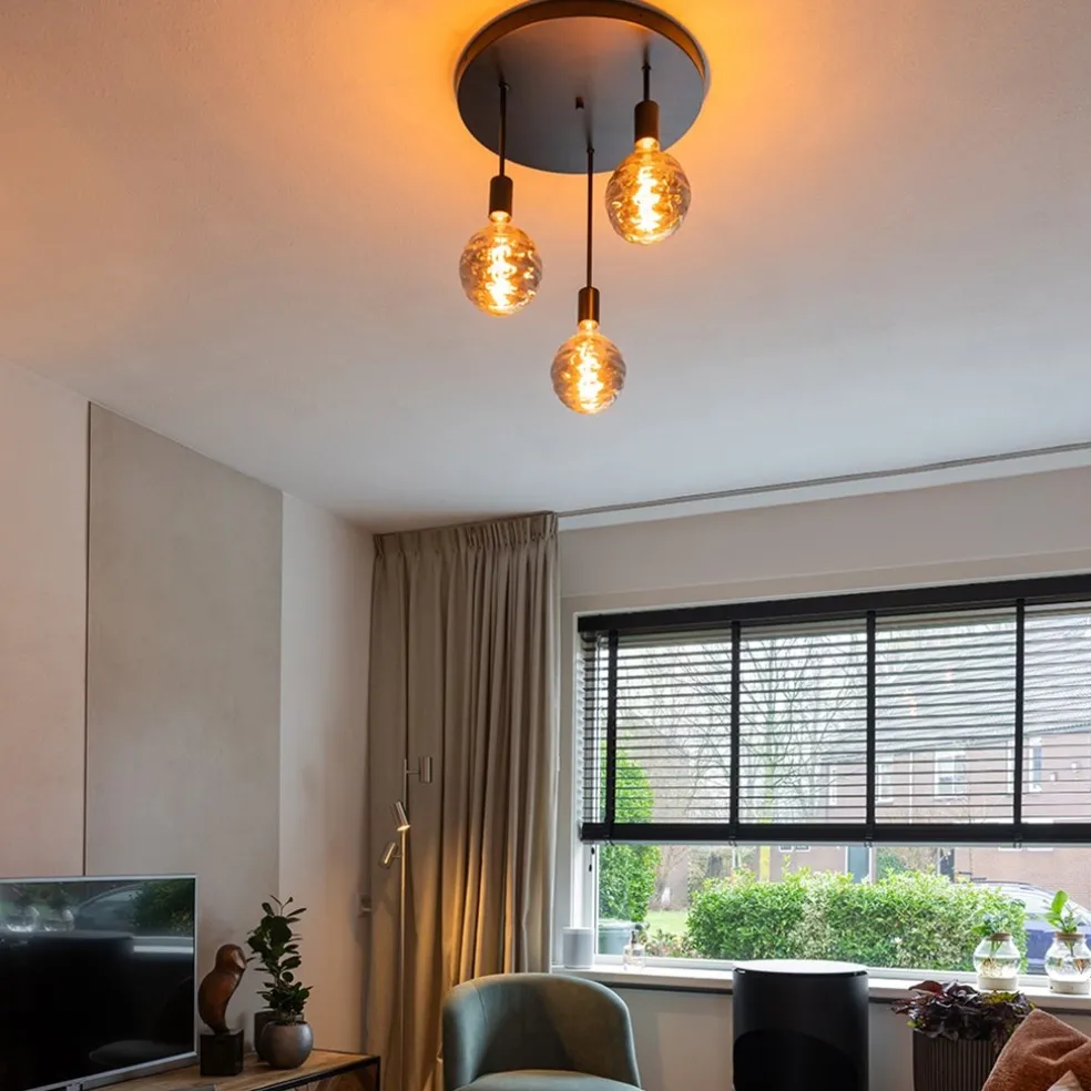 Plafondlamp 3-lichts zwart ex. e27