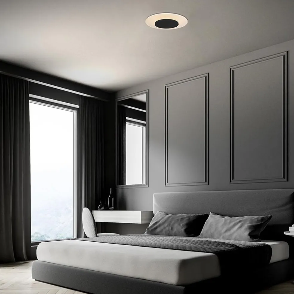 Plafondlamp Lido zwart 29cm indirect