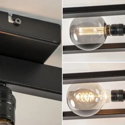 Plafondlamp Longa zwart 2xframe vierkant