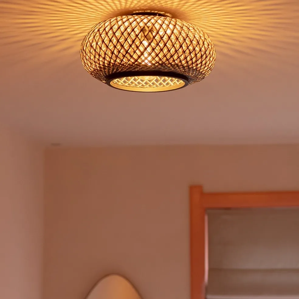 Plafondlamp Maze bamboe/zwart 40cm