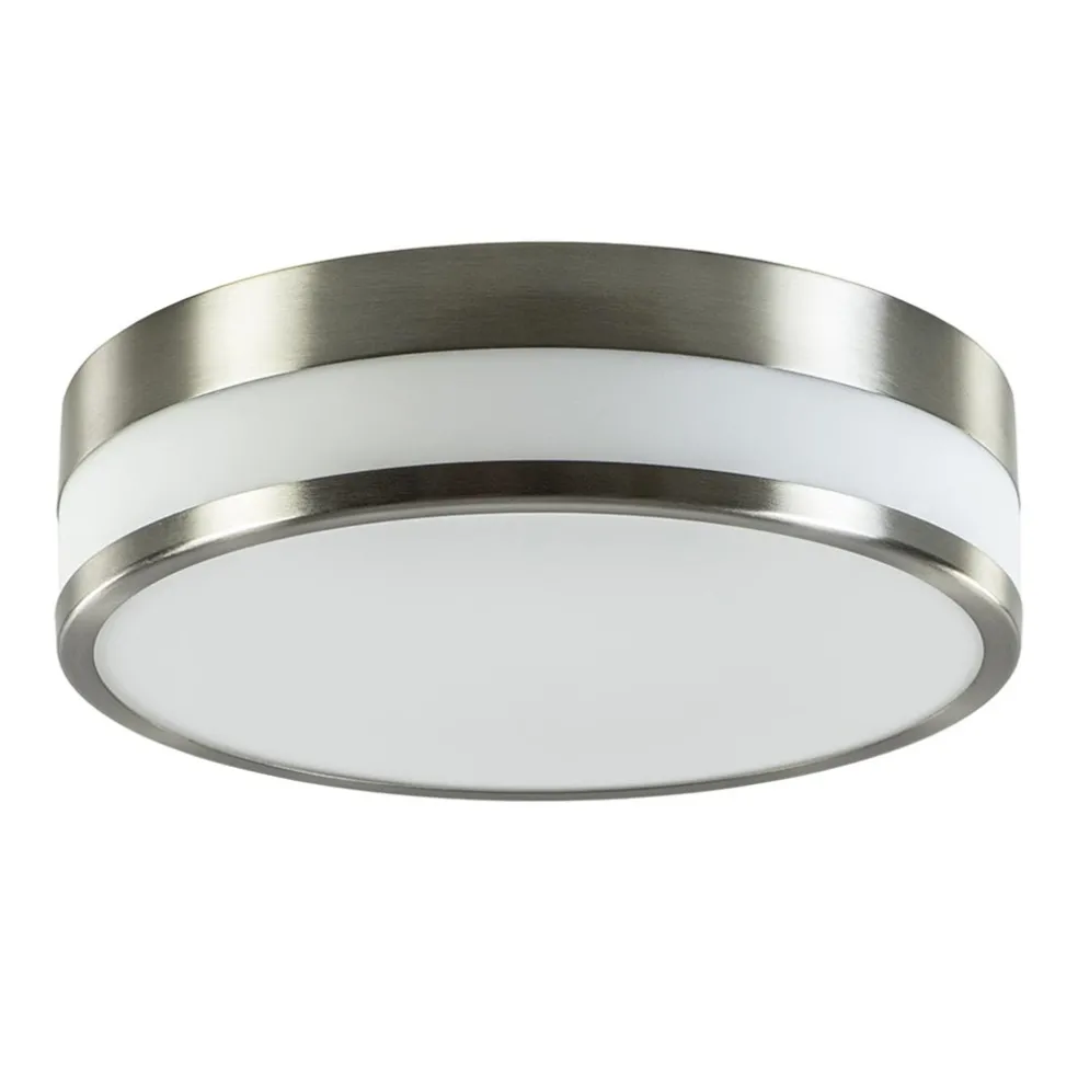Plafondlamp nikkel/glas IP44 3-step dim.