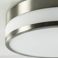 Plafondlamp nikkel/glas IP44 3-step dim.