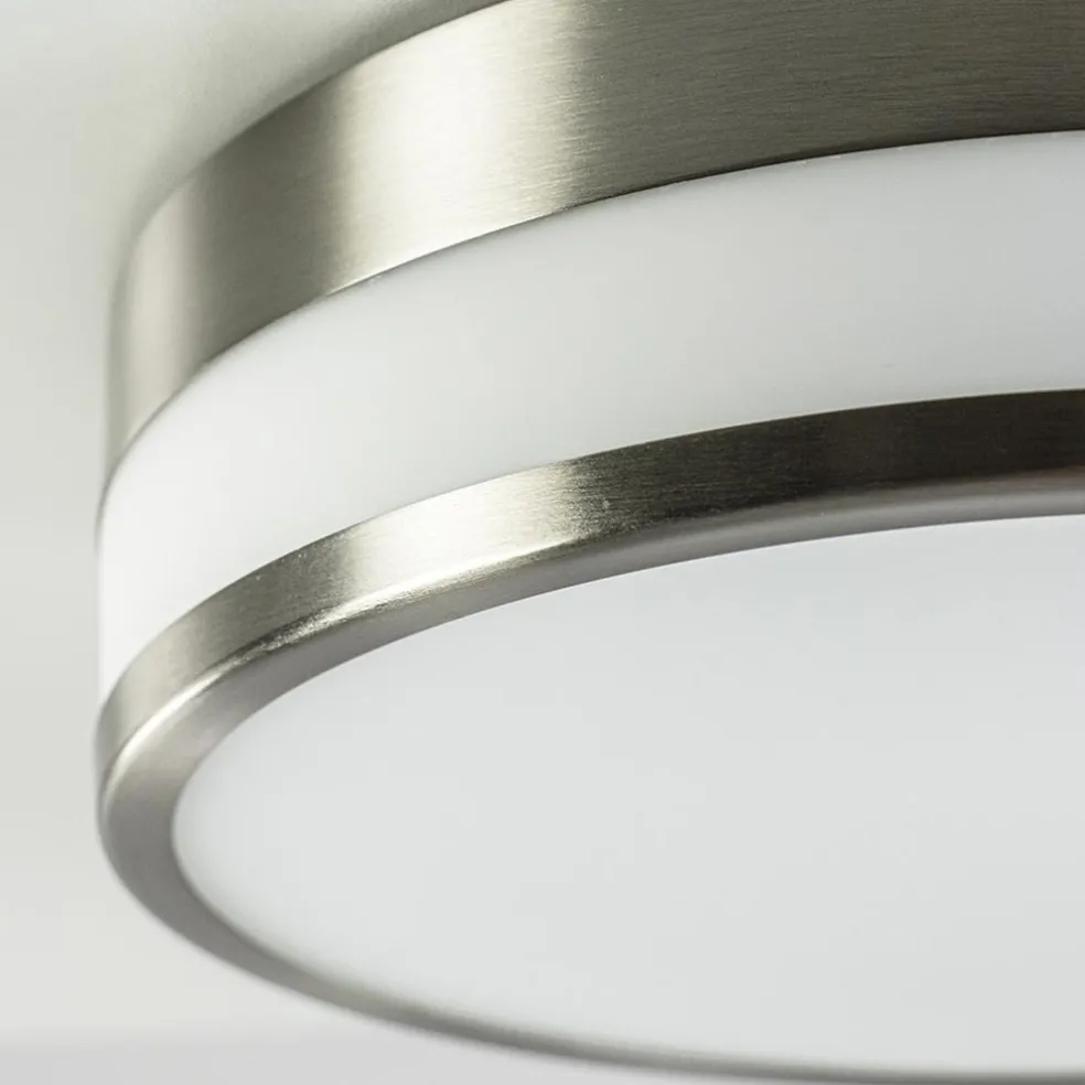 Plafondlamp nikkel/glas IP44 3-step dim.