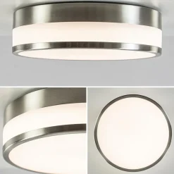 Plafondlamp nikkel/glas IP44 3-step dim.