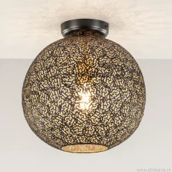Plafondlamp Oronero bol zwart/goud 30cm