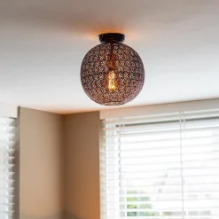 Plafondlamp Oronero bol zwart/goud 30cm