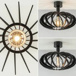 Plafondlamp Plywood zwart hout