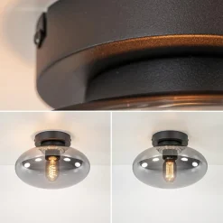 Plafondlamp Reflexion zwart+smoke glas