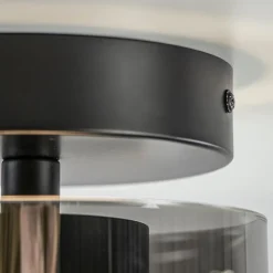 Plafondlamp Salerno zwart/smoke glas