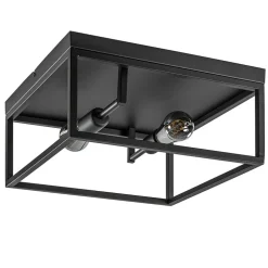 Plafondlamp vierkant zwart open frame