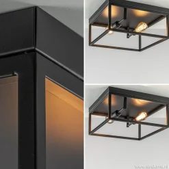 Plafondlamp vierkant zwart open frame
