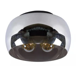 Plafondlamp zwart + smoke glas 40cm