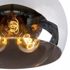 Plafondlamp zwart + smoke glas 40cm