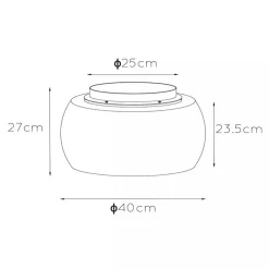 Plafondlamp zwart + smoke glas 40cm