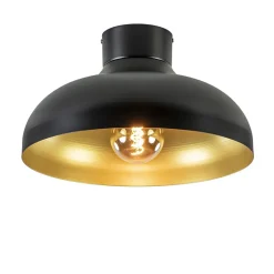 Plafondlamp zwart met gouden binnenkant
