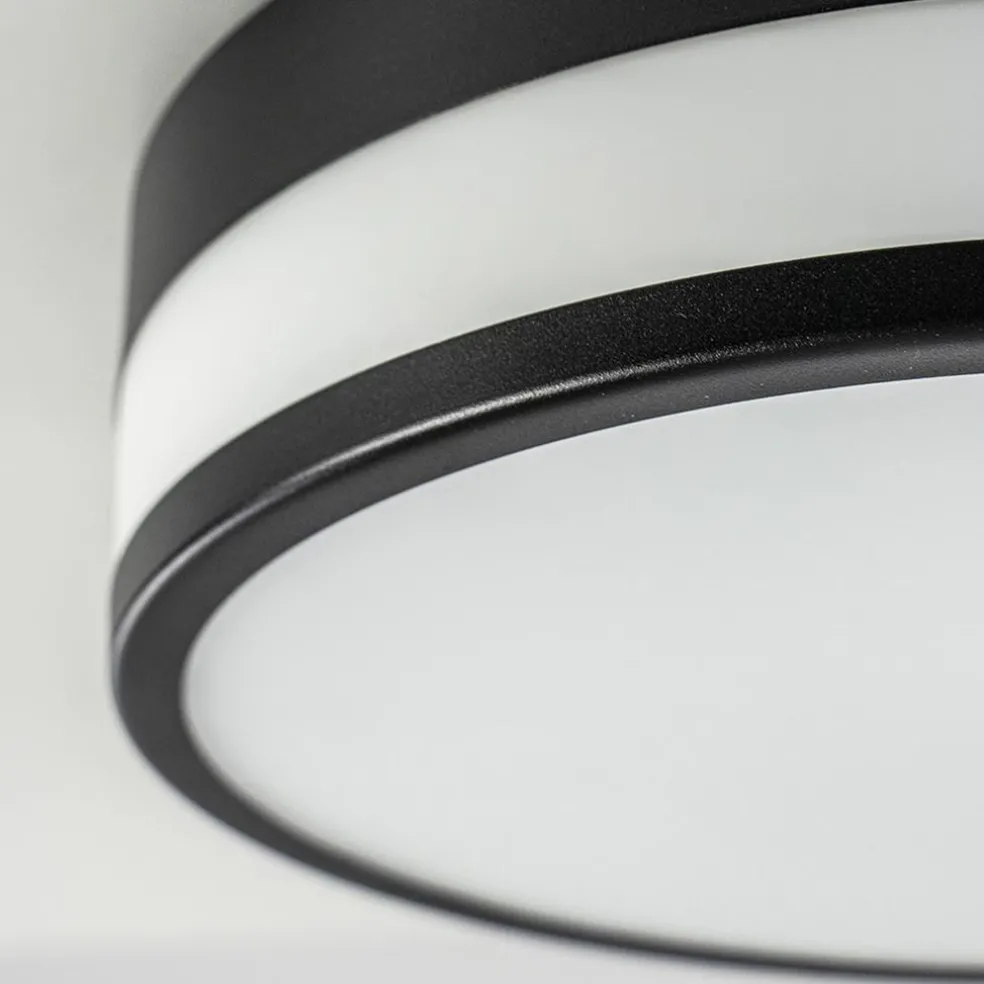 Plafondlamp zwart opaal glas 3-step dim