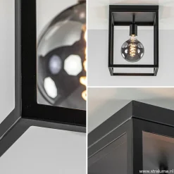 Plafondlamp zwart open frame
