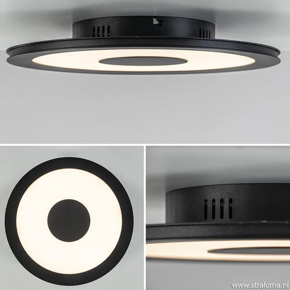 Plafondlamp zwart rond 38cm 3-st.dim.