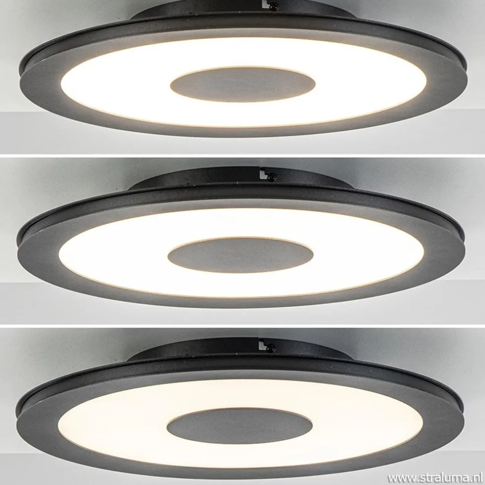 Plafondlamp zwart rond 38cm 3-st.dim.