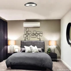 Plafondlamp zwart rond 38cm 3-st.dim.