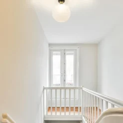 Plafondlamp zwart/goud met opaal glas 30 cm