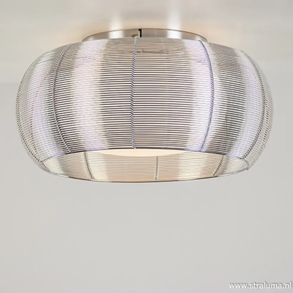 Plafondlamp-plafonnière glas en chroom