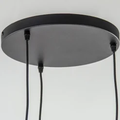 Plafondplaat rond zwart 3-lichts pendel ex.lb