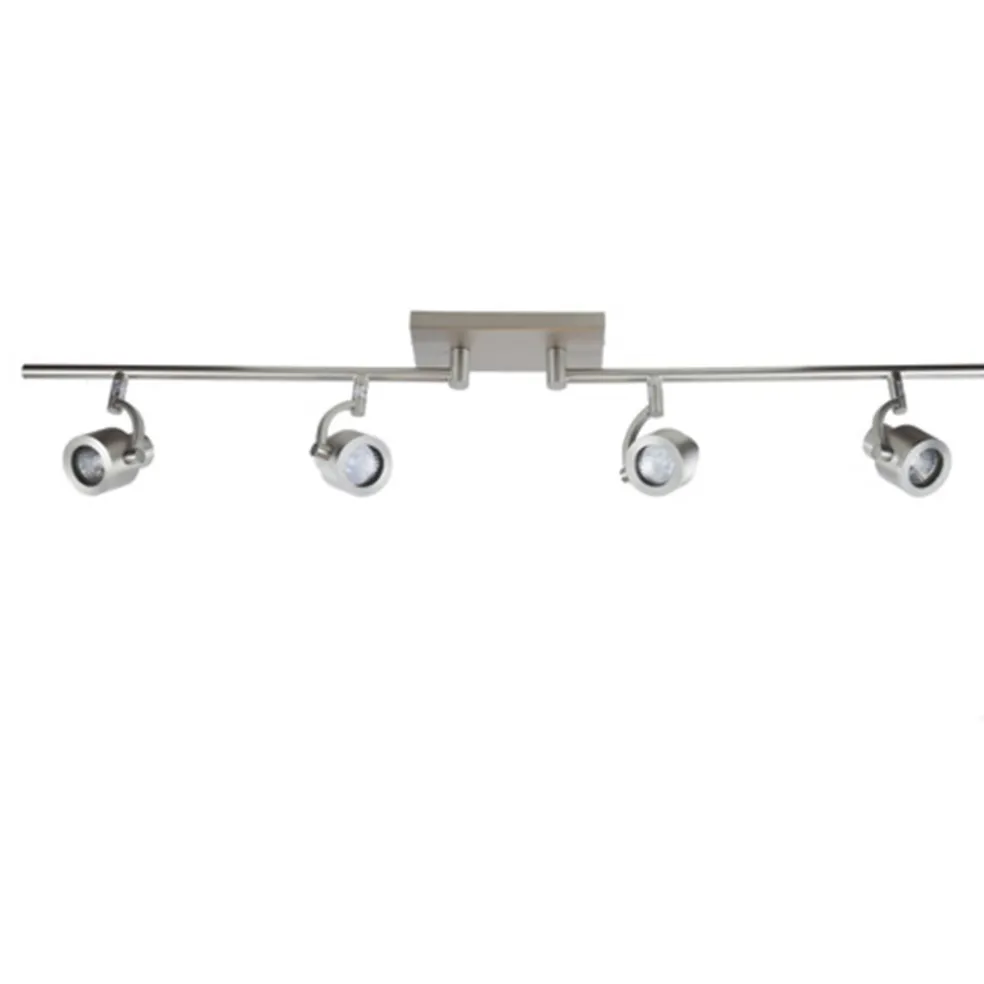 Plafondspot balk 4-lichts nikkel verstel