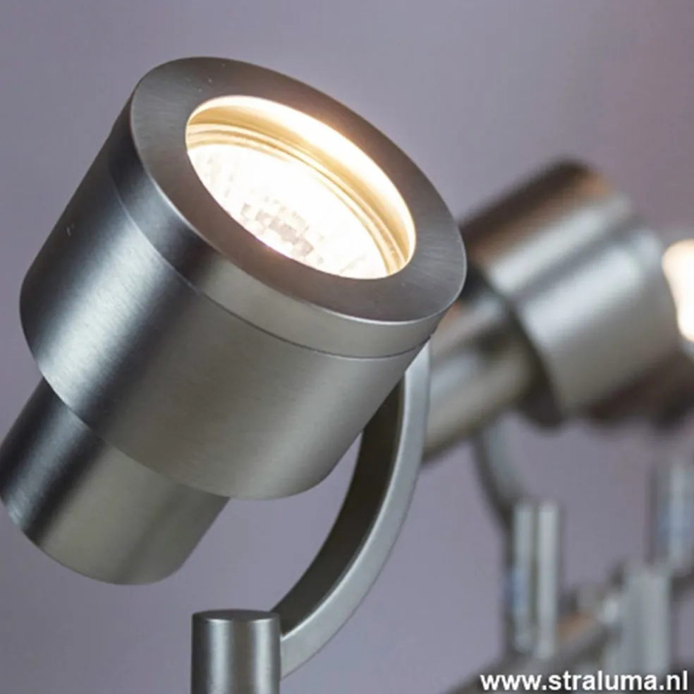 Plafondspot balk 4-lichts nikkel verstel