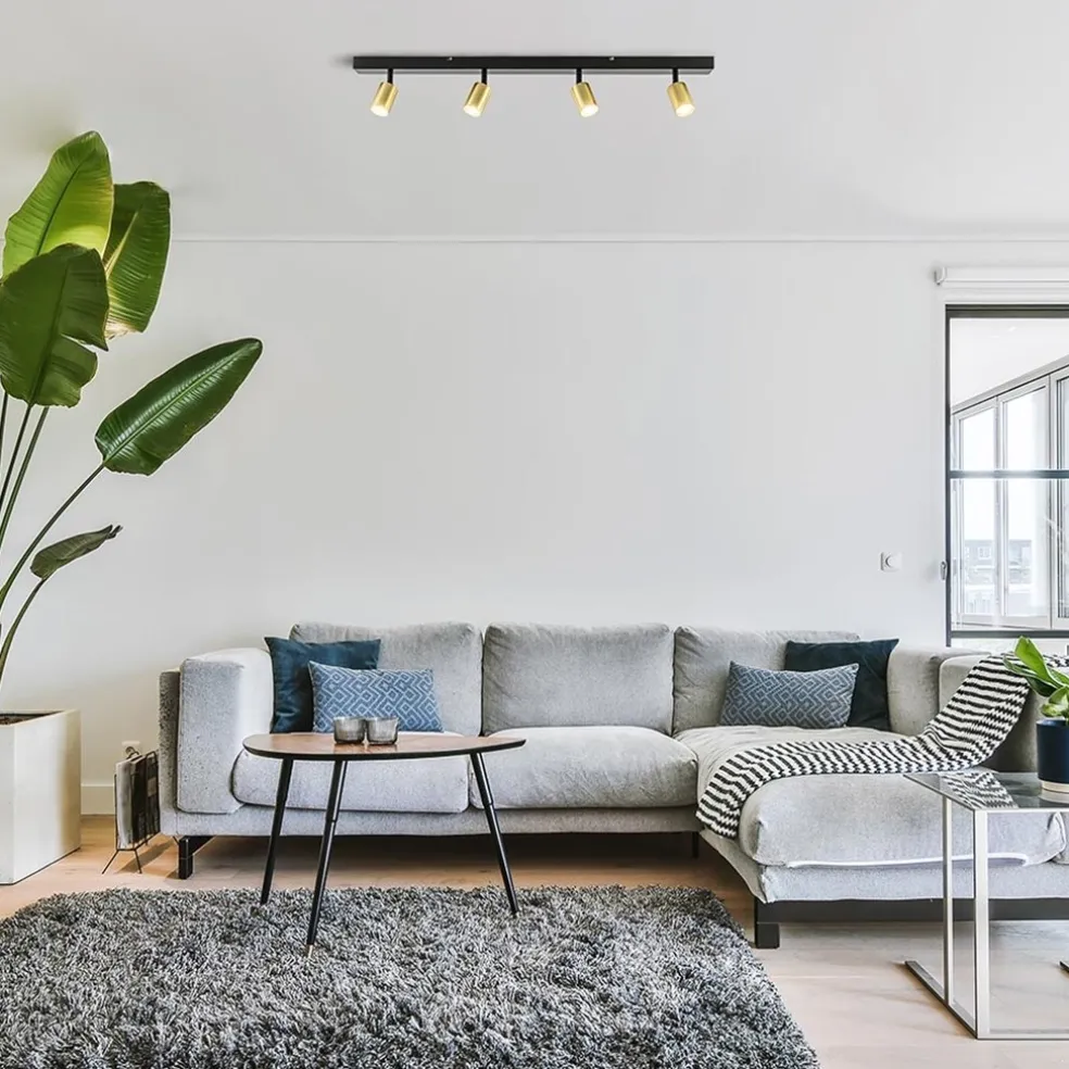 Plafondspot Bounce 4l 100cm zwart/matgoud