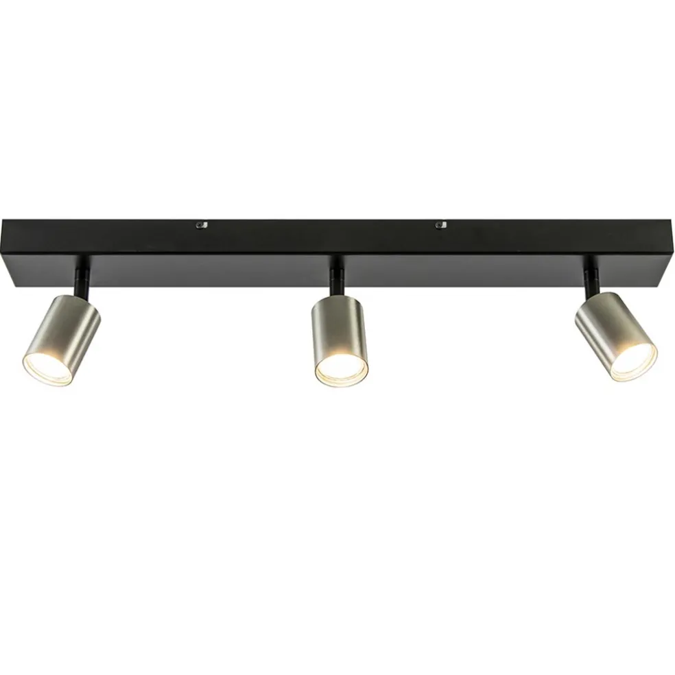 Plafondspot Bounce 3L 70cm zwart/rvs