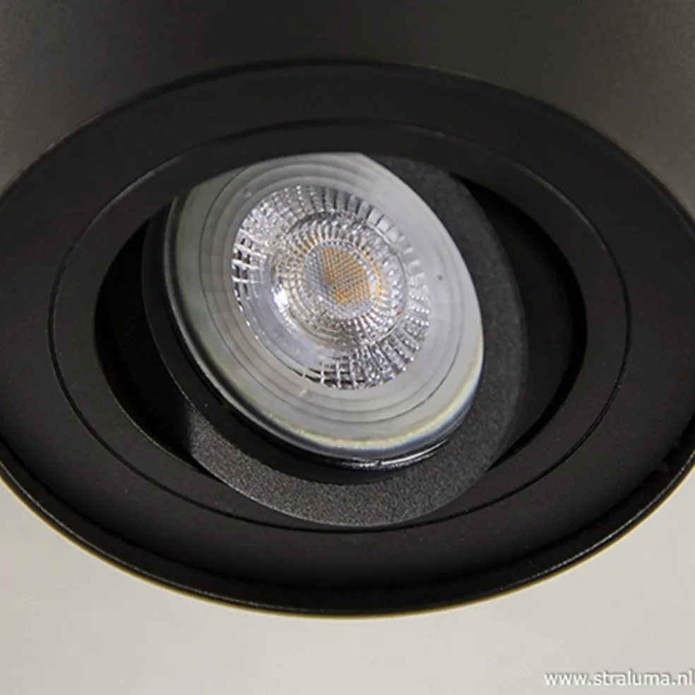 *Plafondspot cilinder zwart verstelbaar