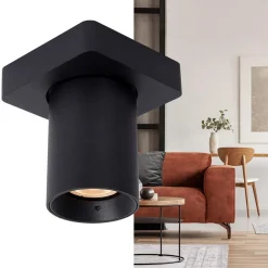 Plafondspot enkel tube zwart dim-to-warm