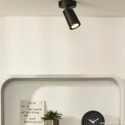 Plafondspot enkel zwart incusief GU10 dim to warm