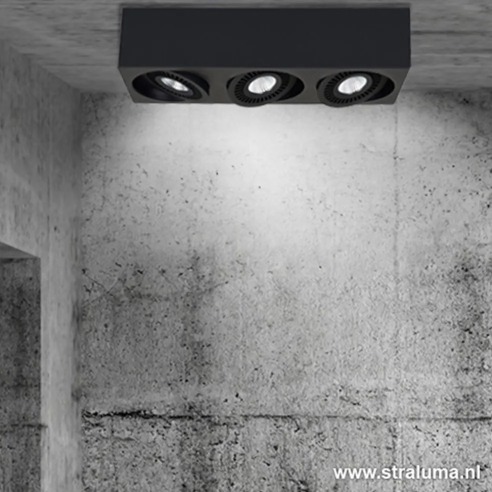 Plafondspot Eye 3L box zwart led 3000k